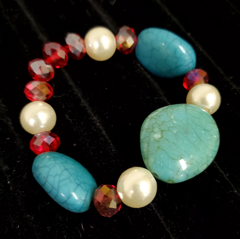 Teal and res stone Bracelet